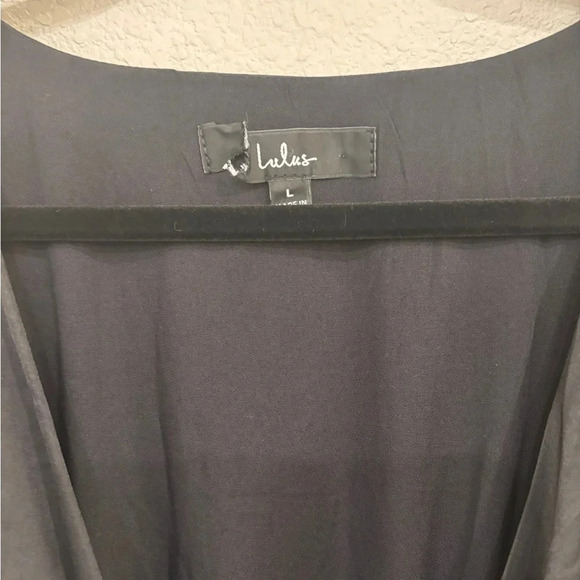 NWOT Lulus Trendsetting Direction Black Satin Tie-Front Wide-Leg Jumpsuit - Picture 7 of 9